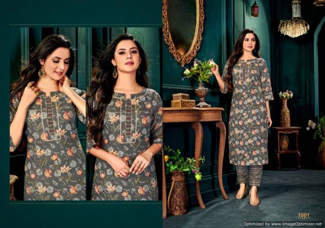 Poonam Tadap Casual Wear rayon Printed Kurti With Pant Latest Collection